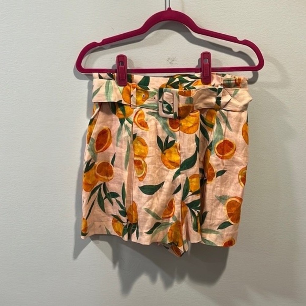 Parker Carlo Orange Print Linen Shorts 6 NWOT - Picture 3 of 5